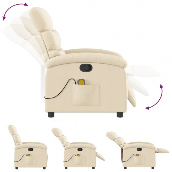 Fauteuil de massage inclinable Crème Tissu