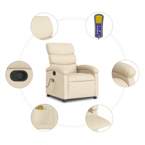 Fauteuil de massage inclinable Crème Tissu