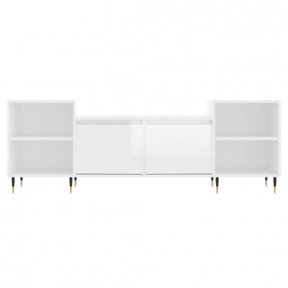 Meuble TV Blanc brillant 160x35x55 cm Bois d'ingénierie