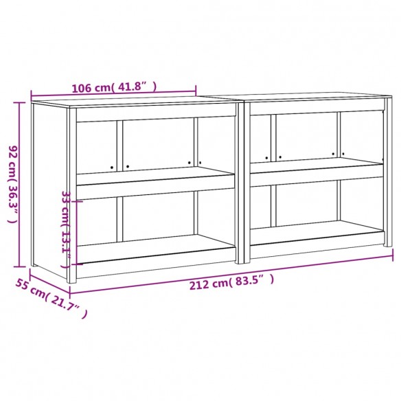 Armoires de cuisine d'extérieur 2 pcs noir bois de pin massif