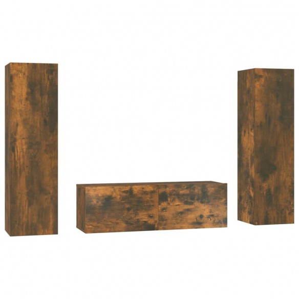 Ensemble de meubles TV 3 pcs Chêne fumé Bois d'ingénierie