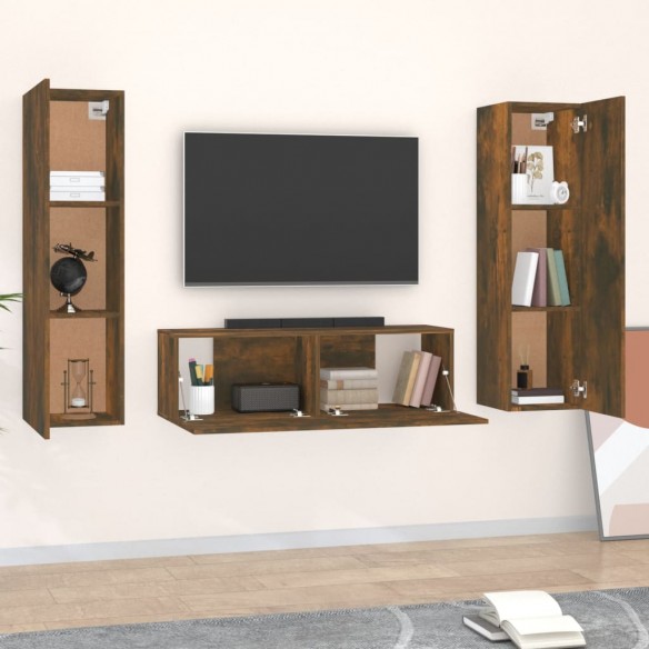 Ensemble de meubles TV 3 pcs Chêne fumé Bois d'ingénierie