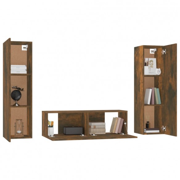 Ensemble de meubles TV 3 pcs Chêne fumé Bois d'ingénierie