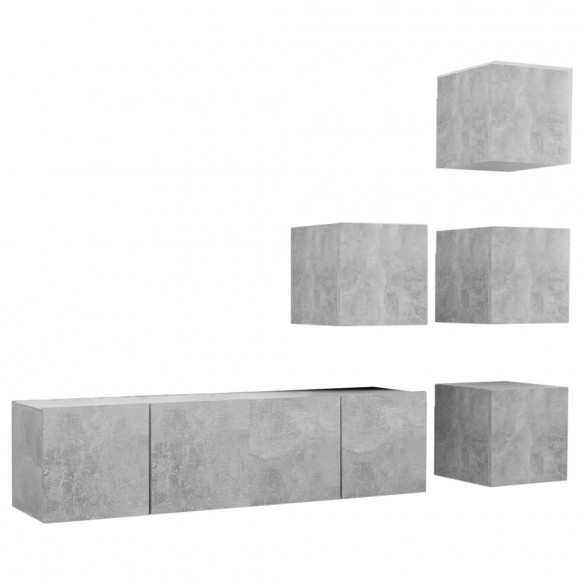 Ensemble de meuble TV 6 pcs Gris béton Aggloméré