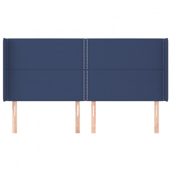 Tête de lit avec oreilles Bleu 183x16x118/128 cm Tissu