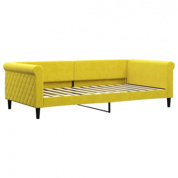 Lit de jour avec matelas jaune 100x200 cm velours