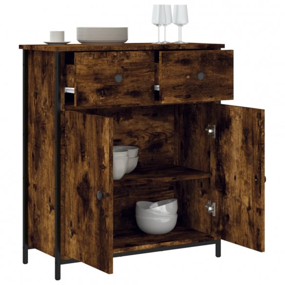 Buffet chêne fumé 70x30x80 cm bois d'ingénierie