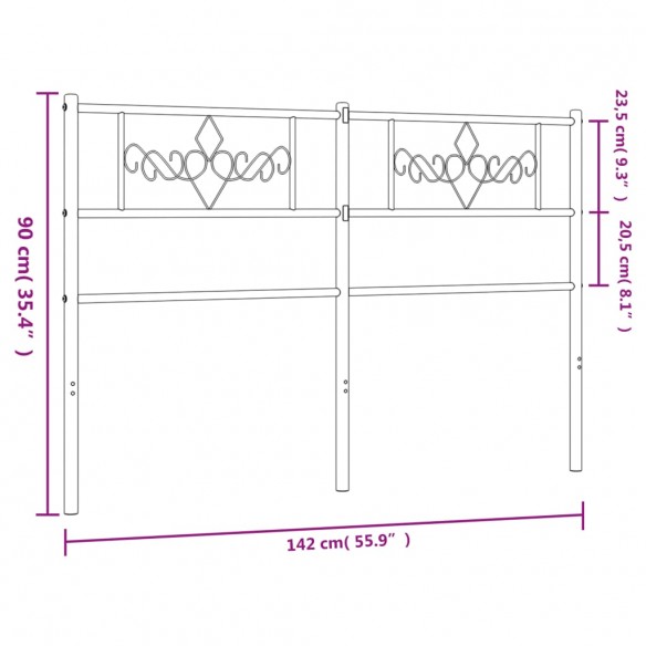 Tête de lit métal blanc 135 cm