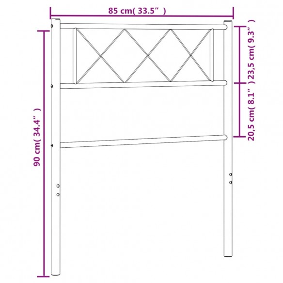 Tête de lit métal blanc 80 cm