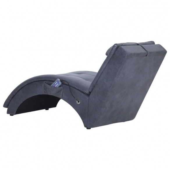 Chaise longue de massage avec oreiller Gris Similicuir daim