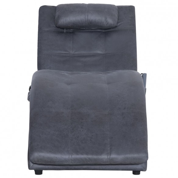 Chaise longue de massage avec oreiller Gris Similicuir daim