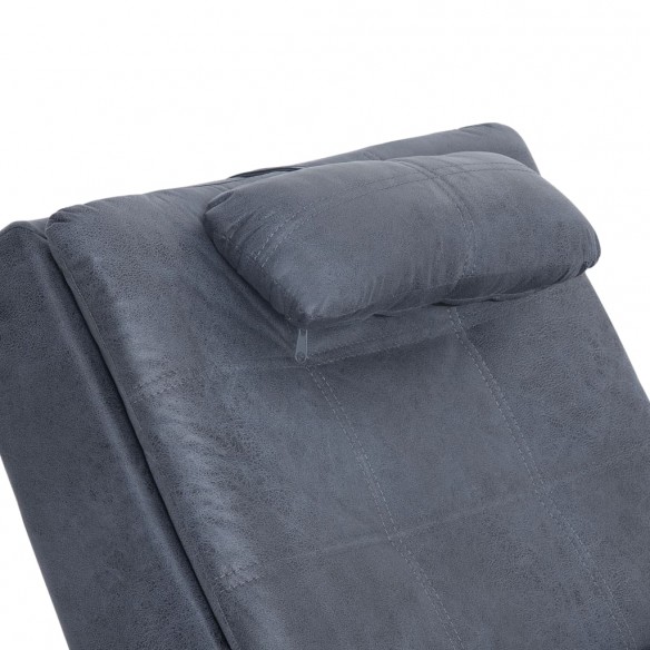 Chaise longue de massage avec oreiller Gris Similicuir daim