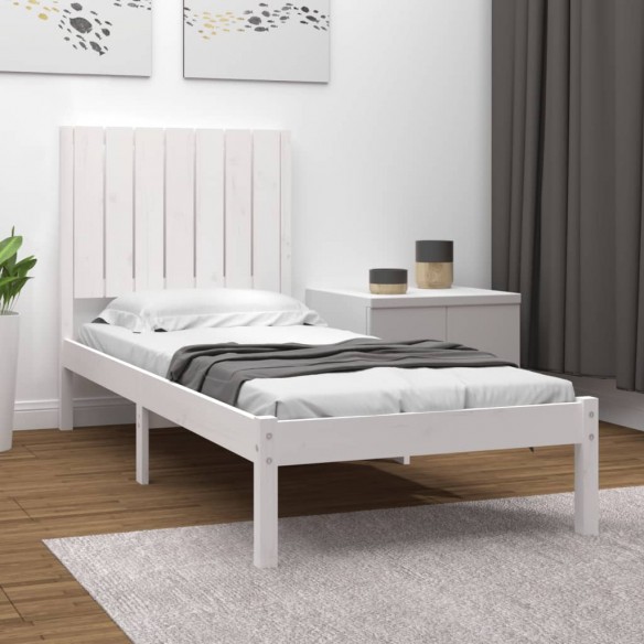 Cadre de lit Blanc Bois massif 75x190 cm Petit simple