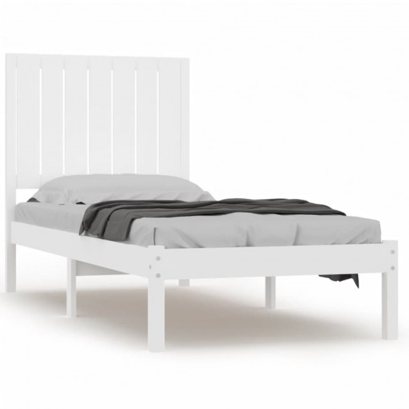 Cadre de lit Blanc Bois massif 75x190 cm Petit simple