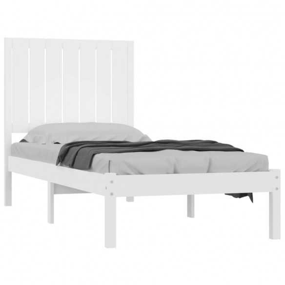 Cadre de lit Blanc Bois massif 75x190 cm Petit simple