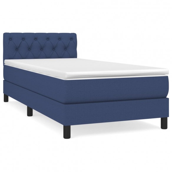 Cadre de lit avec matelas Bleu 80x200 cm Tissu