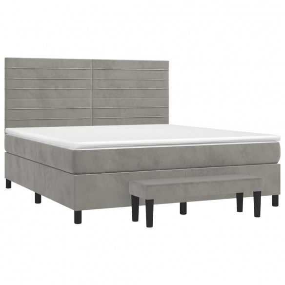 Cadre de lit et matelas Gris clair 180x200cm Velours