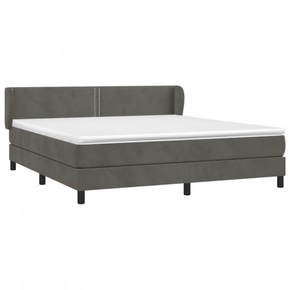 Cadre de lit et matelas Gris foncé 180x200cm Velours