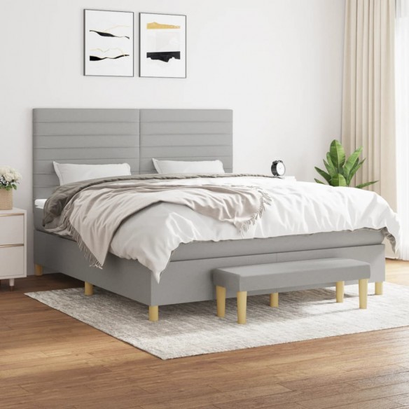 Cadre de lit avec matelas Gris clair 180x200cm Tissu