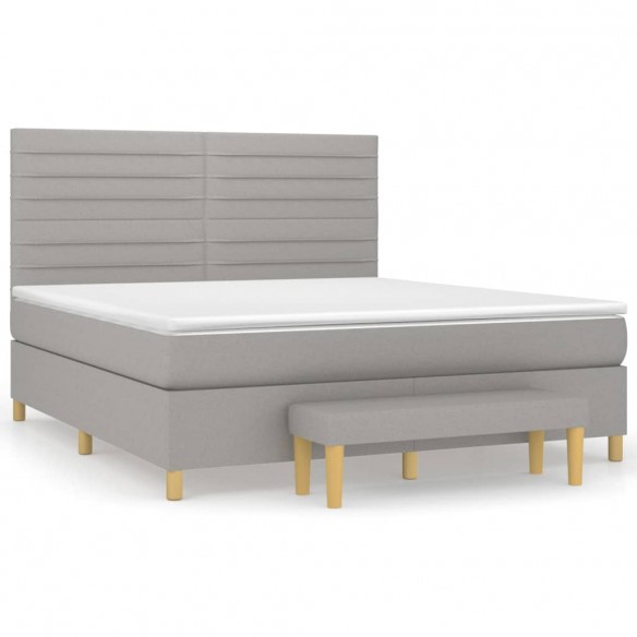 Cadre de lit avec matelas Gris clair 180x200cm Tissu