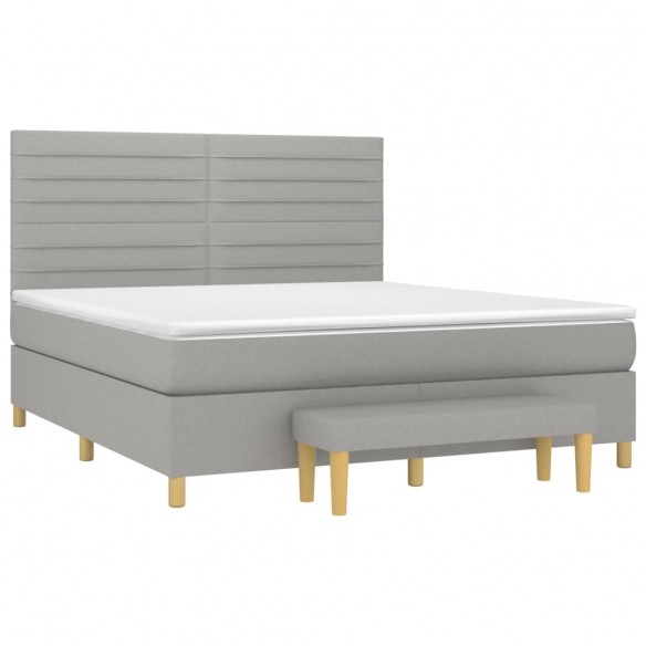 Cadre de lit avec matelas Gris clair 180x200cm Tissu