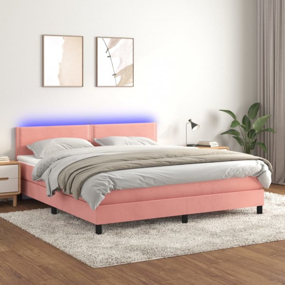 Cadre de lit avec matelas LED Rose 180x200 cm