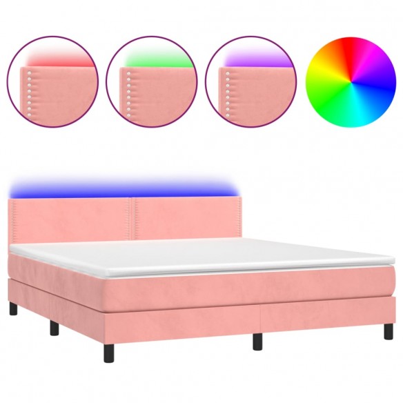 Cadre de lit avec matelas LED Rose 180x200 cm