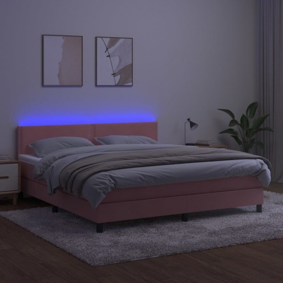 Cadre de lit avec matelas LED Rose 180x200 cm