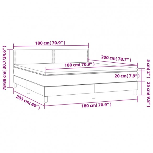 Cadre de lit avec matelas LED Rose 180x200 cm