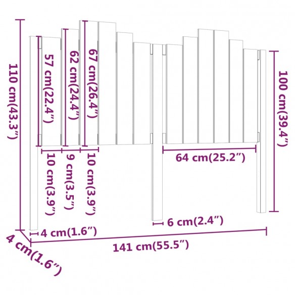 Tête de lit 141x4x110 cm Bois massif de pin