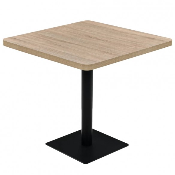 Table de bistro MDF et acier Carré 80x80x75 cm Couleur de chêne