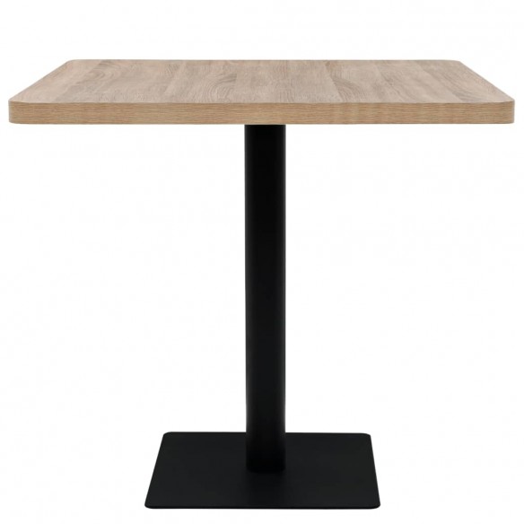 Table de bistro MDF et acier Carré 80x80x75 cm Couleur de chêne