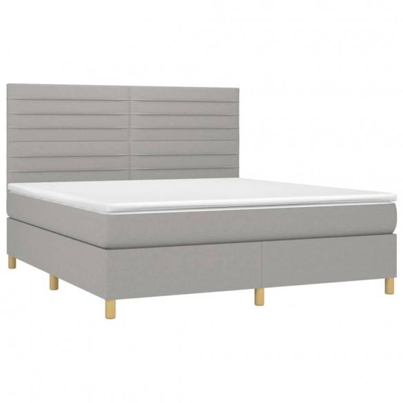 Cadre de lit matelas et LED Gris clair 160x200 cm