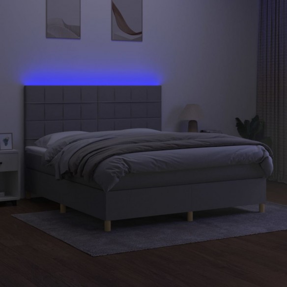 Cadre de lit matelas et LED Gris clair 160x200 cm