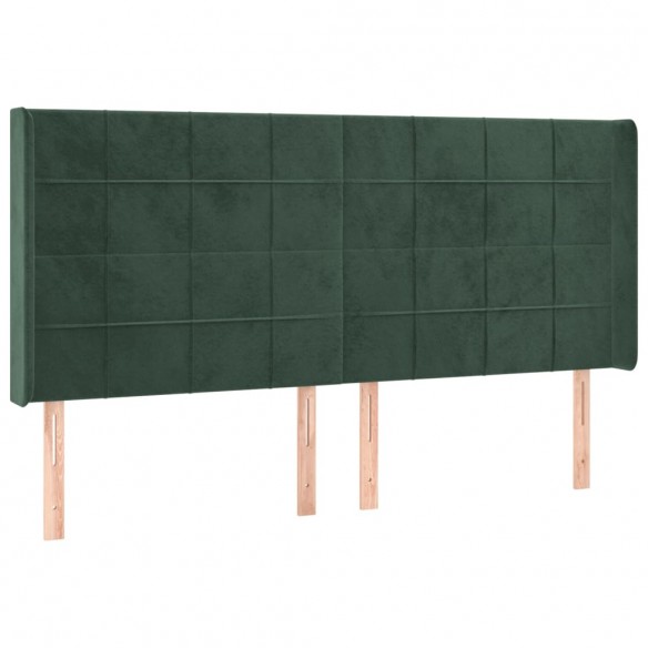 Tête de lit avec oreilles Vert foncé 203x16x118/128 cm Velours