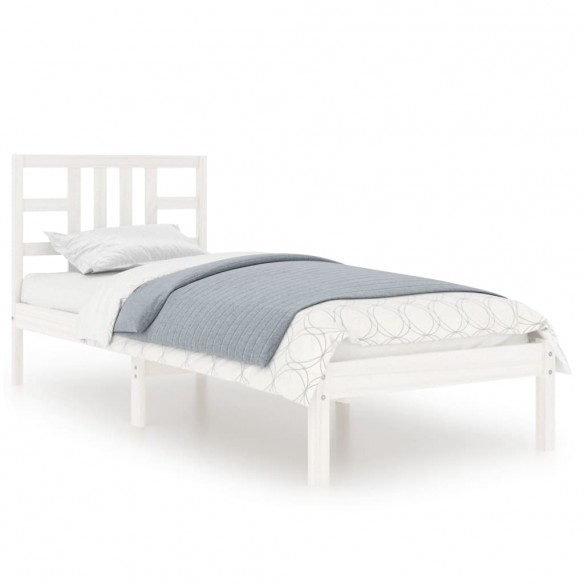 Cadre de lit Blanc Bois massif 75x190 cm Petit simple