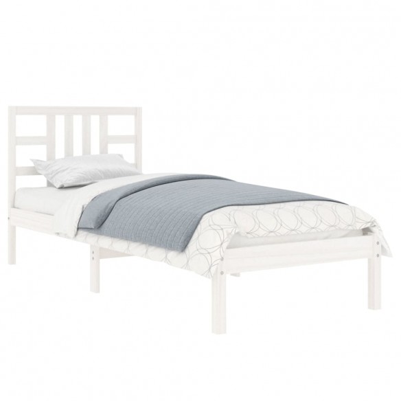 Cadre de lit Blanc Bois massif 75x190 cm Petit simple