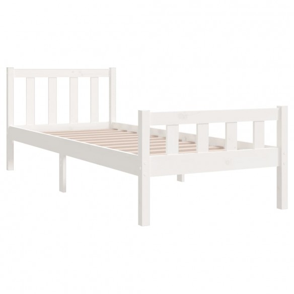 Cadre de lit Blanc Bois massif 75x190 cm Petit simple