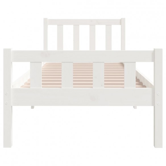 Cadre de lit Blanc Bois massif 75x190 cm Petit simple