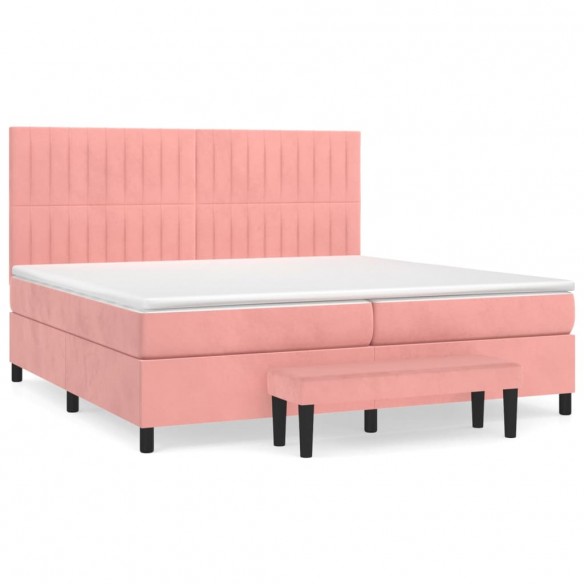 Cadre de lit avec matelas Rose 200x200 cm Velours