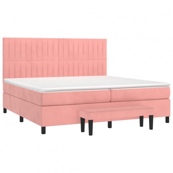 Cadre de lit avec matelas Rose 200x200 cm Velours