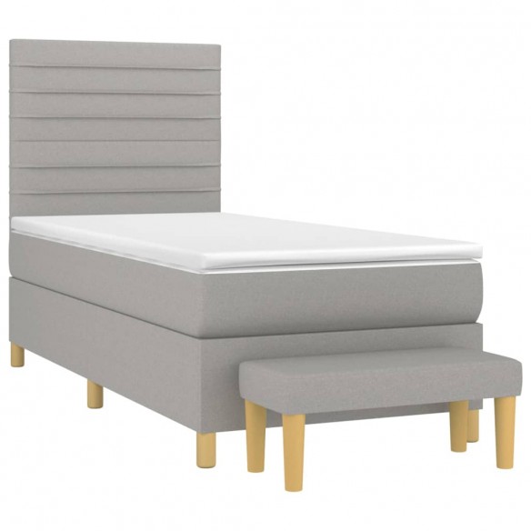 Cadre de lit et matelas Gris clair 90x190 cm Tissu