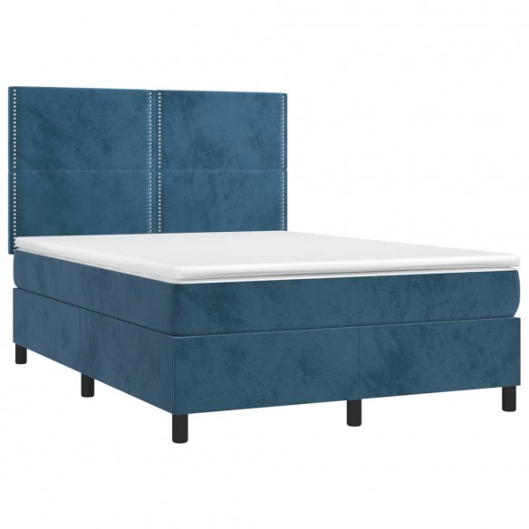 Cadre de lit matelas et LED Bleu foncé 140x190 cm