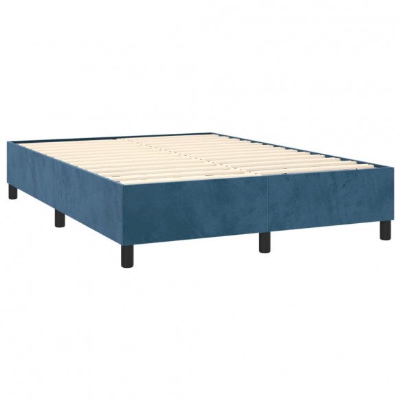 Cadre de lit matelas et LED Bleu foncé 140x190 cm