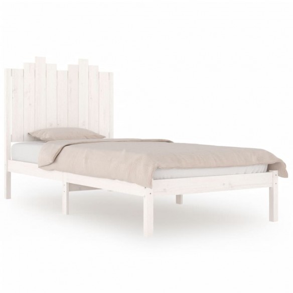 Cadre de lit Blanc Bois de pin massif 75x190 cm Petit simple