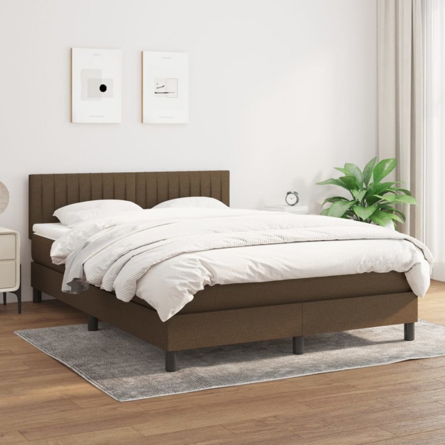 Cadre de lit avec matelas Marron foncé 140x200 cm