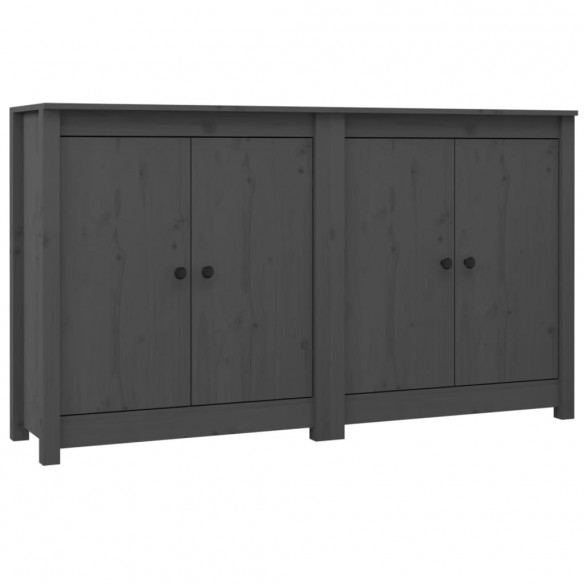 Buffets 2 pcs Gris 70x35x80 cm Bois massif de pin