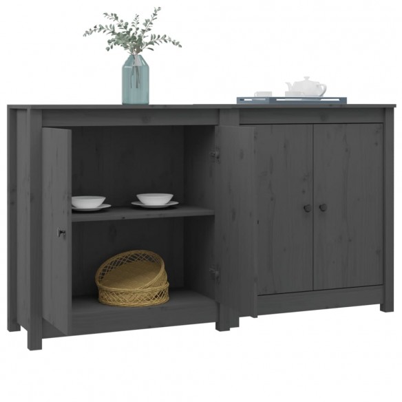 Buffets 2 pcs Gris 70x35x80 cm Bois massif de pin