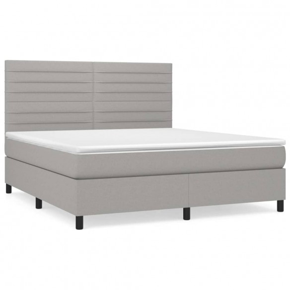 Cadre de lit avec matelas Gris clair 160x200cm Tissu