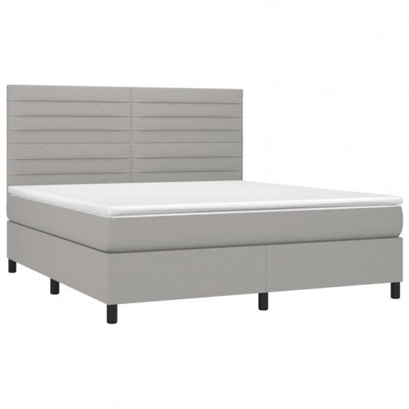 Cadre de lit avec matelas Gris clair 160x200cm Tissu